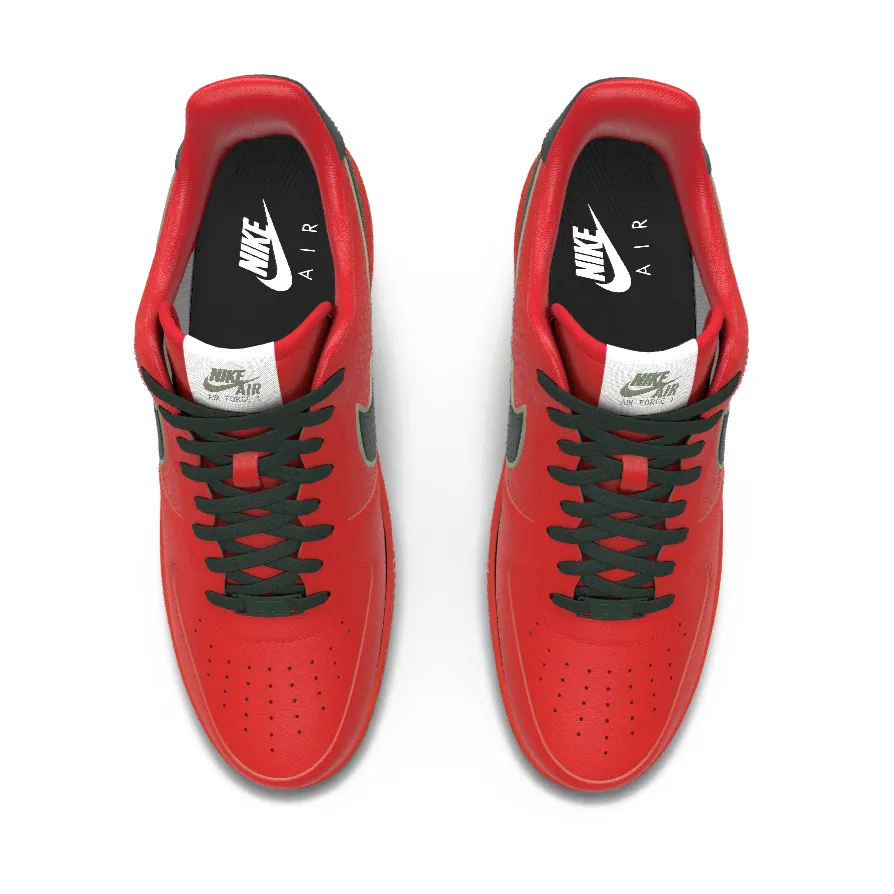 $195 NIB NEW Mens NIKE Air Force 1 Low Christmas Red Leather Custom BB Shoes