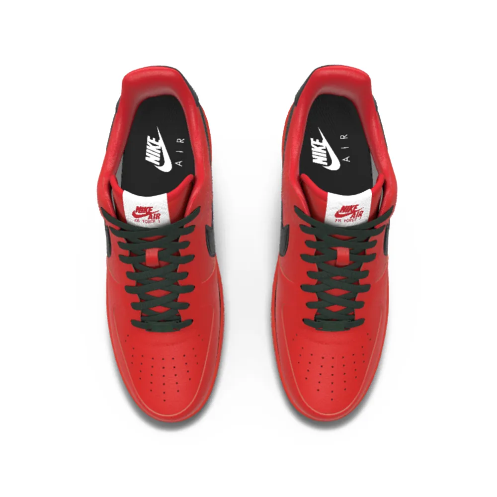 $195 NIB NEW Mens NIKE Air Force 1 Low University Red & Black Custom Leather BB Shoes