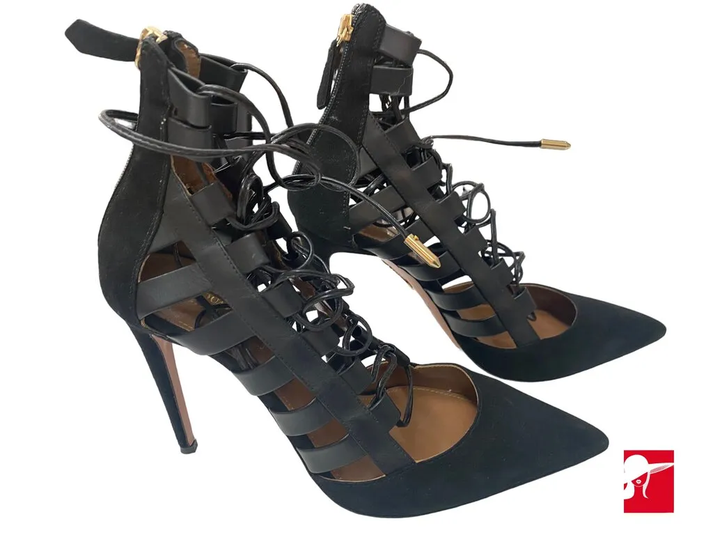 Aquazzura Amazon lace-up cage heels size 39.5