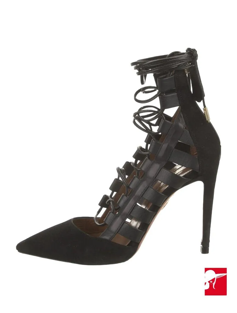 Aquazzura Amazon lace-up cage heels size 39.5