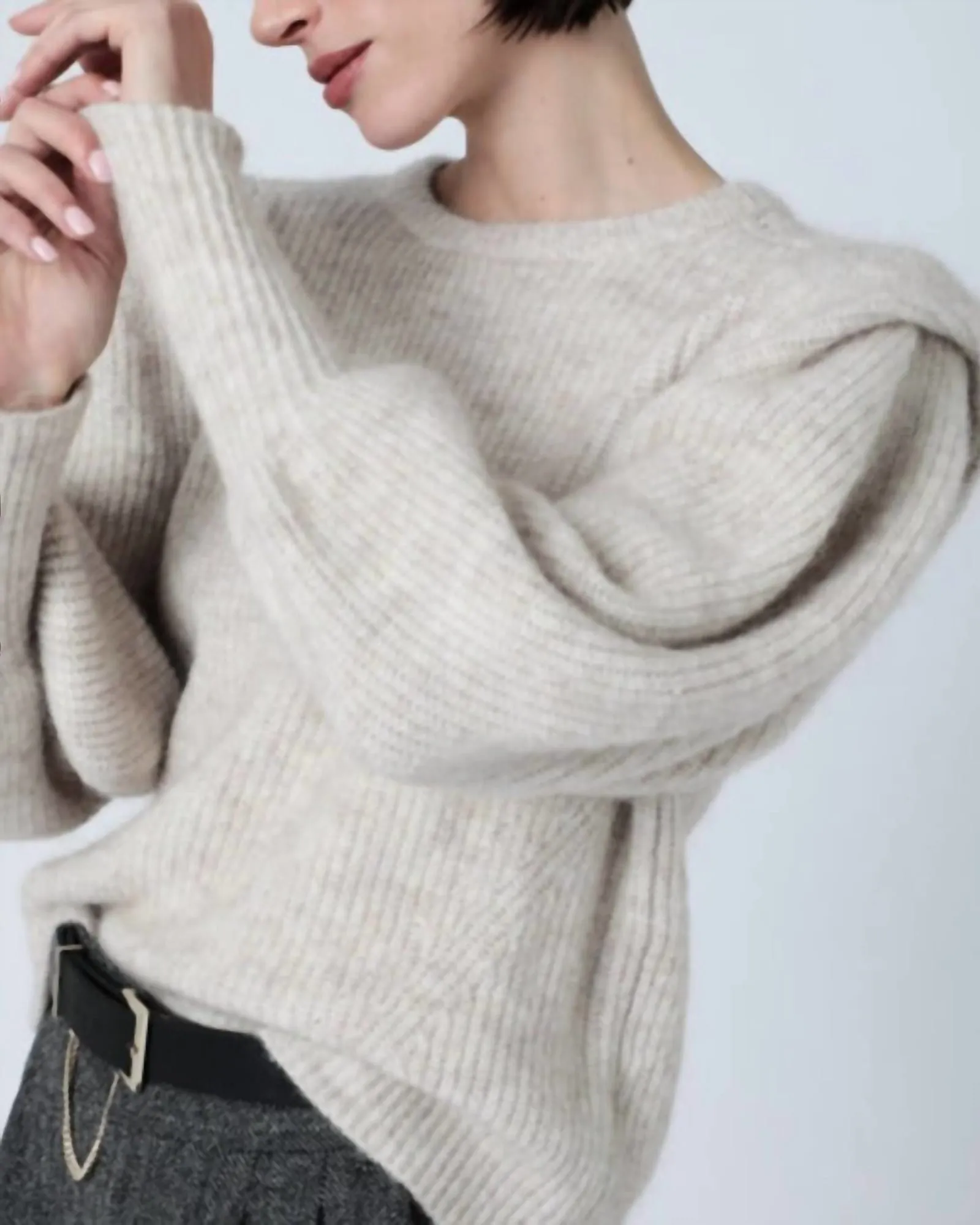 Beige Heather Sweater in Beige | Beige