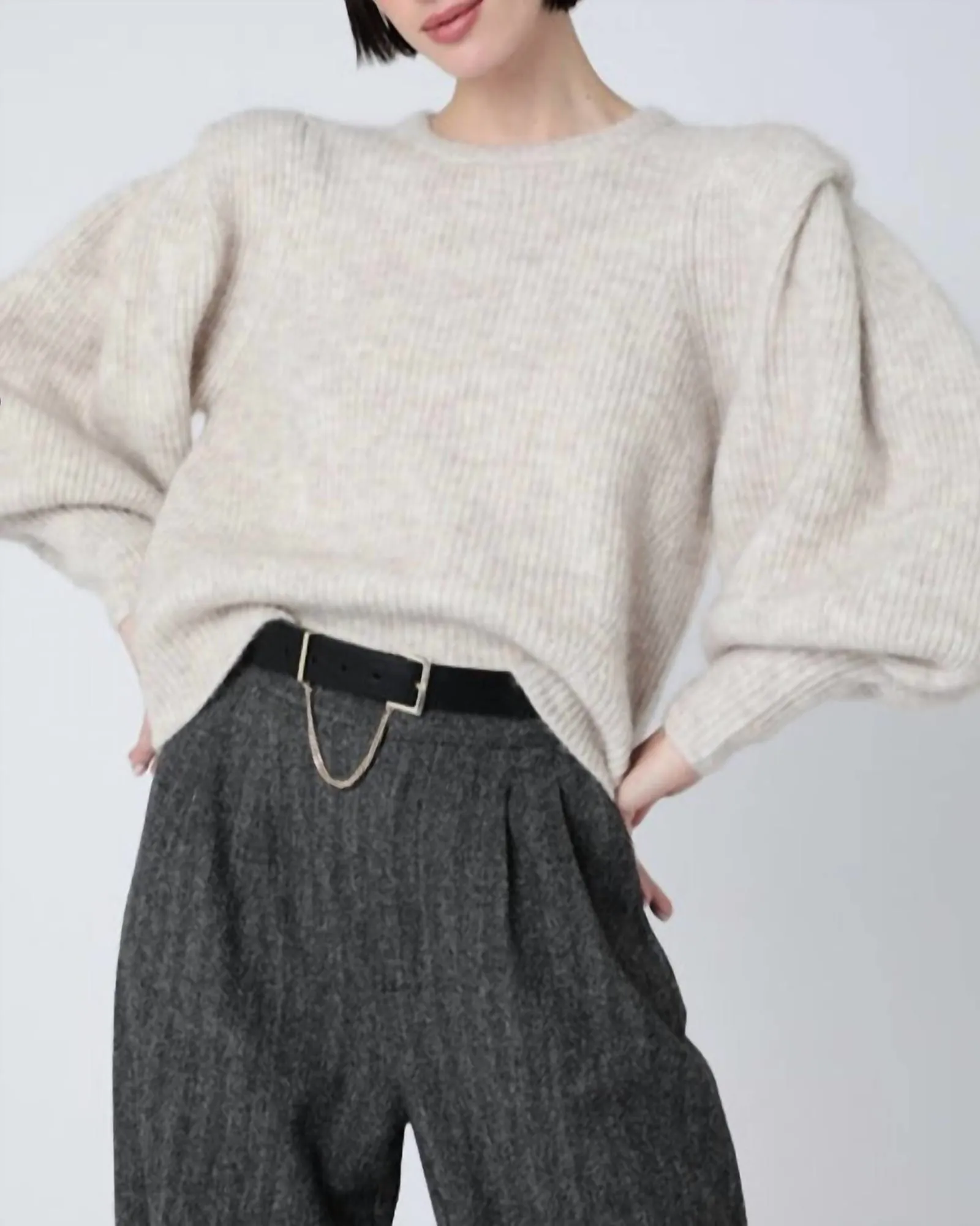 Beige Heather Sweater in Beige | Beige