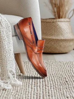 bugatti Cognac Premium Leather Formal Slip-Ons