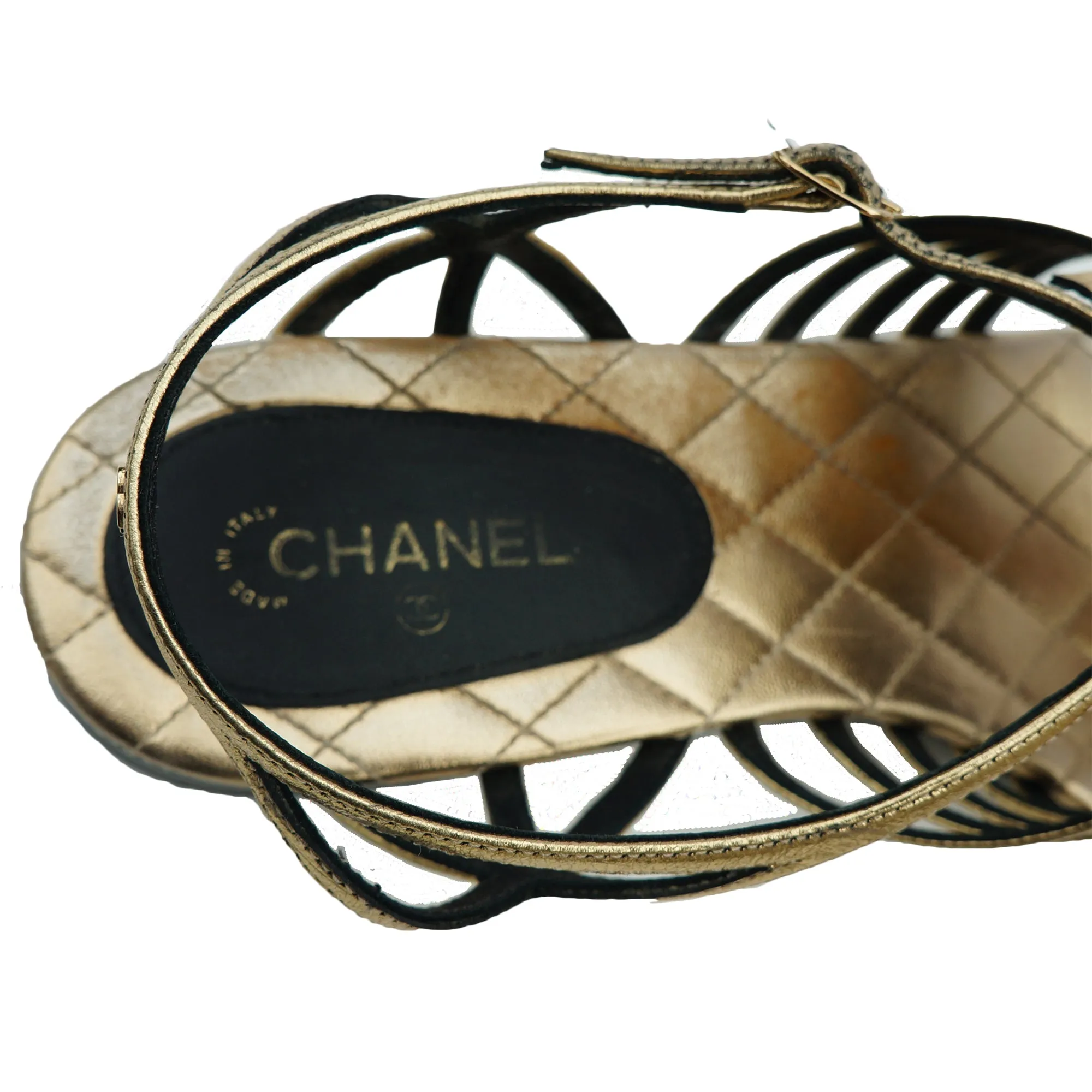 CHANEL 2016 CAMELLIA CC THONG LEATHER SANDALS
