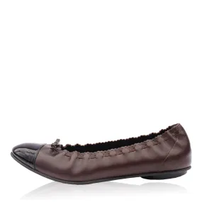 CHANEL LEATHER CAP TOE BALLET FLATS