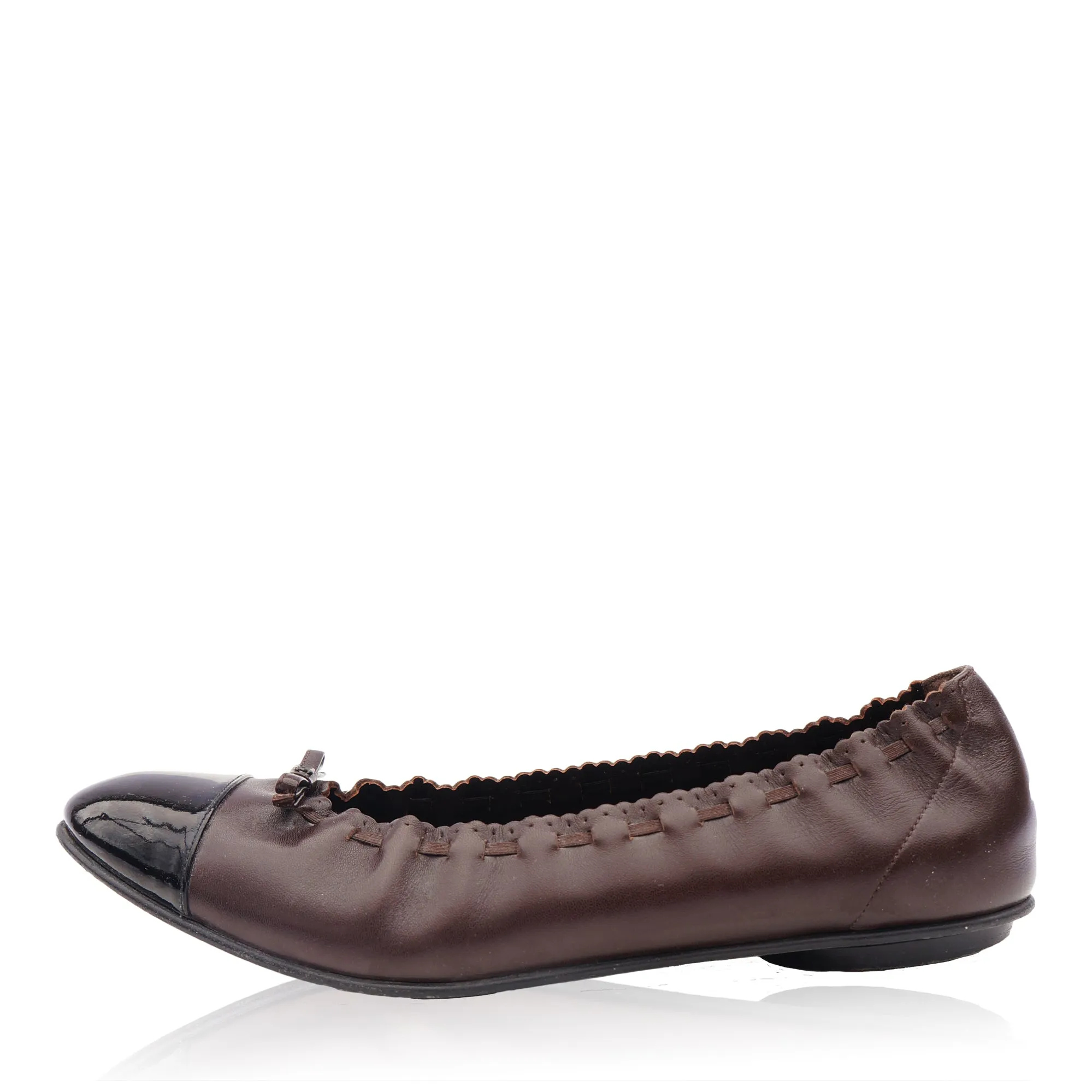 CHANEL LEATHER CAP TOE BALLET FLATS