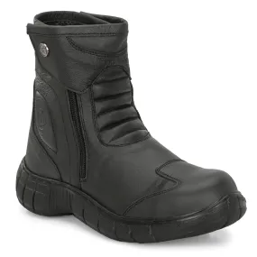 Eego Italy Rider-1, Water Resistant Biker boot/Motorcycle riding boot, real leather upper & anti slip sole with steel toe protection, padded in socks, 3M Reflectors,lace free and walkable with shin and ankle protection