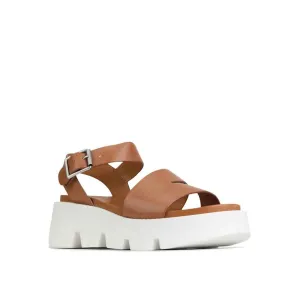 EOS Womens Kaila Platform Chunky Leather Sandal Brandy Tan