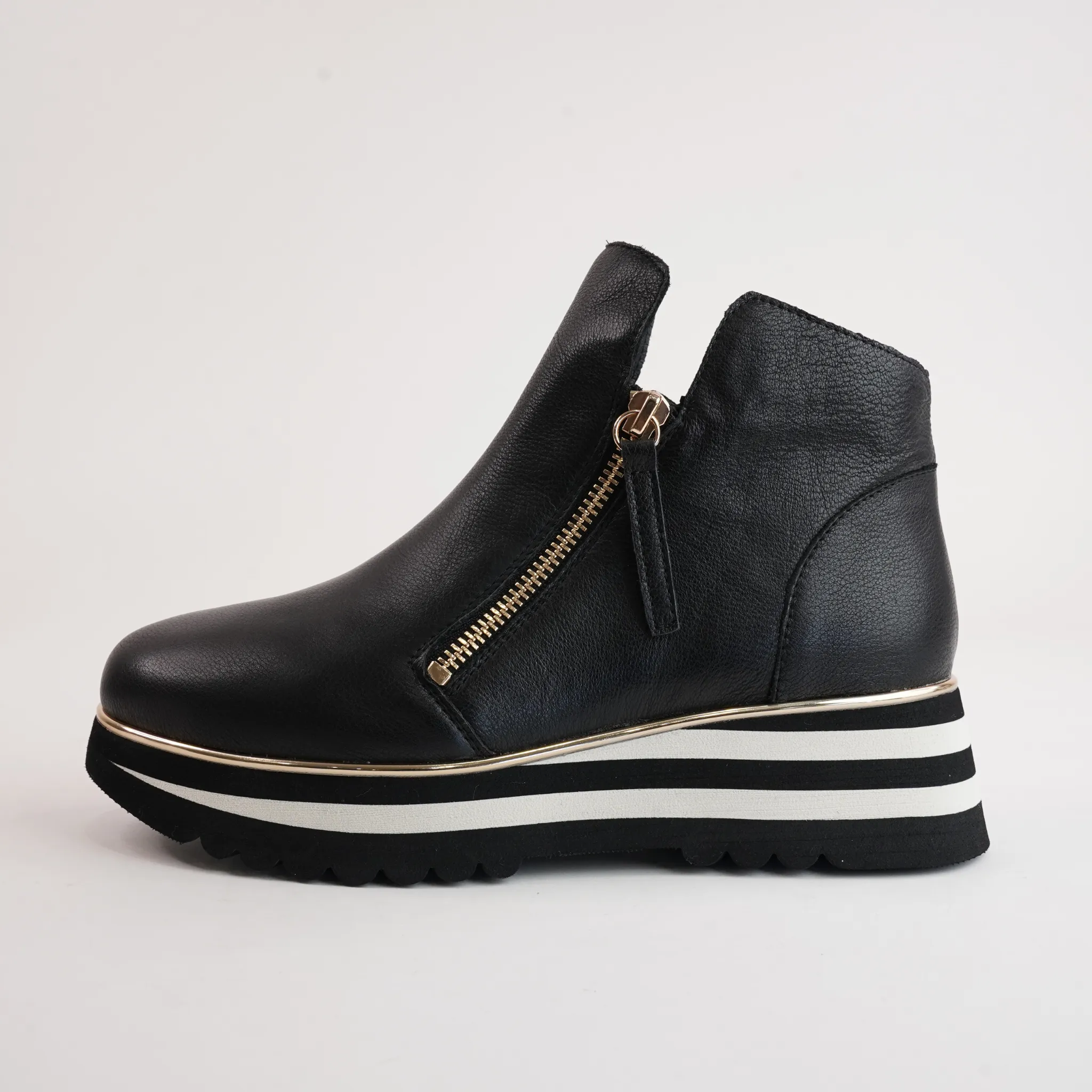Evol Black Leather Ankle Boots