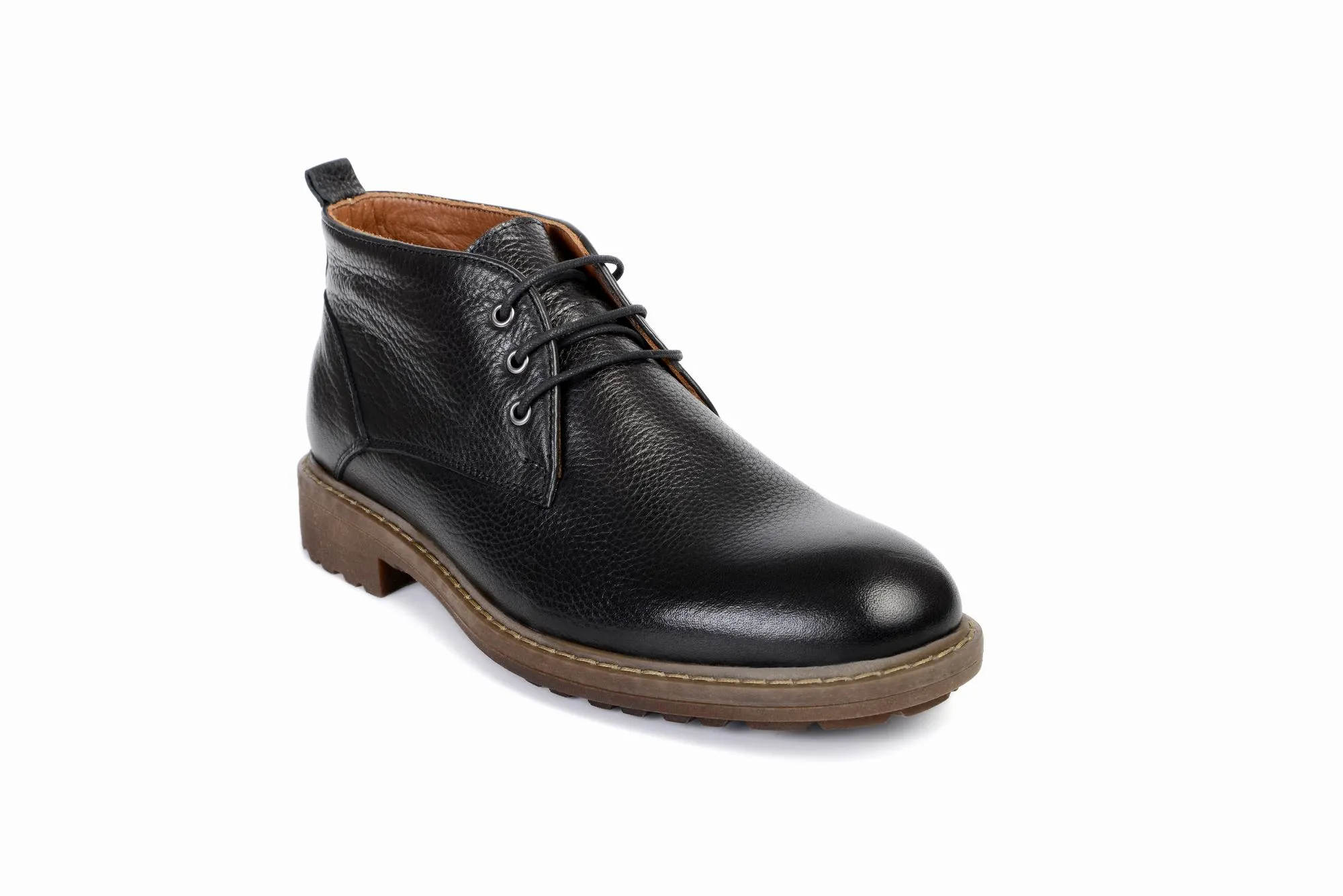 FOOT FEDERATION CHUKKA PLAIN-TOE MID-TOP MENS BOOT BLACK