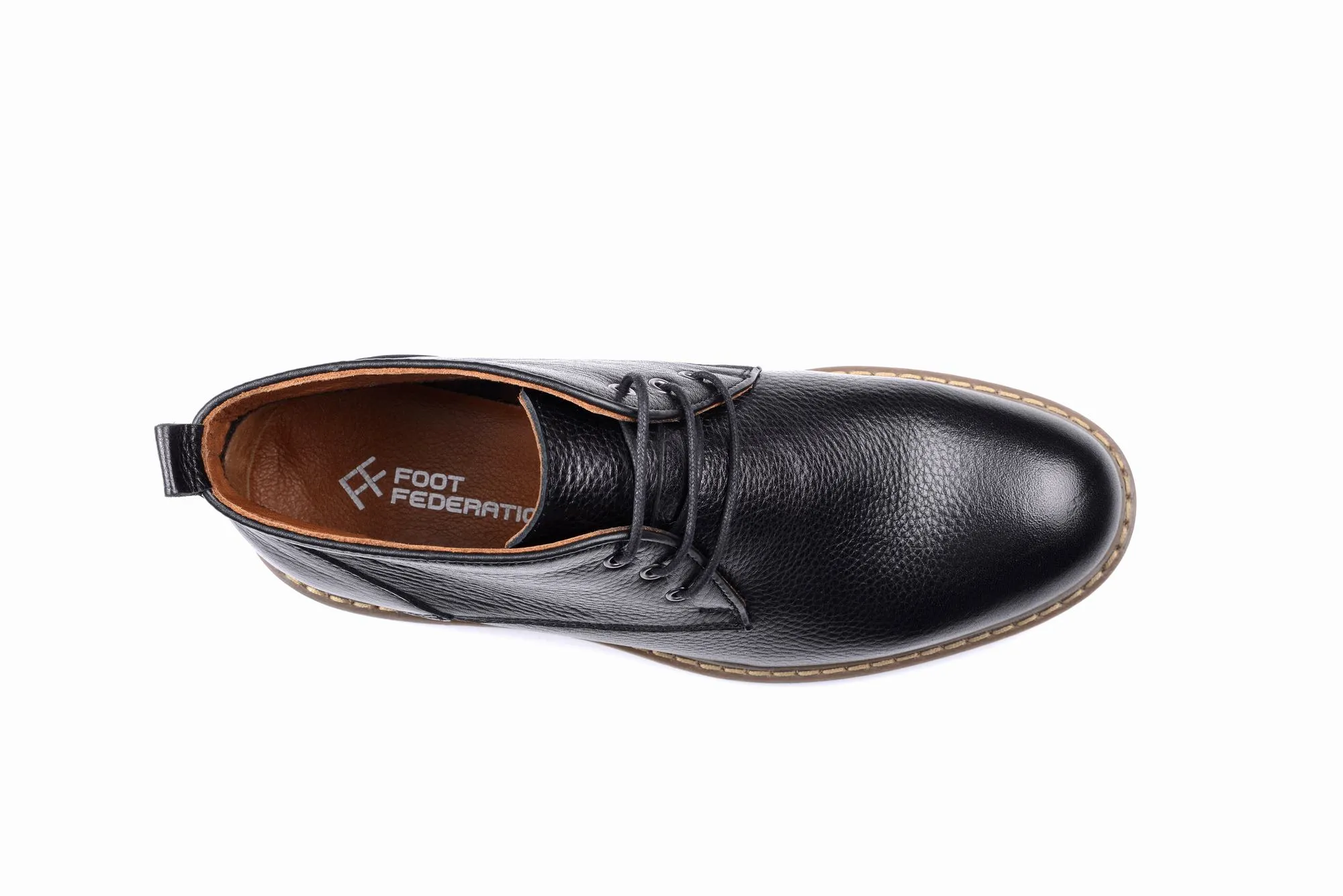 FOOT FEDERATION CHUKKA PLAIN-TOE MID-TOP MENS BOOT BLACK