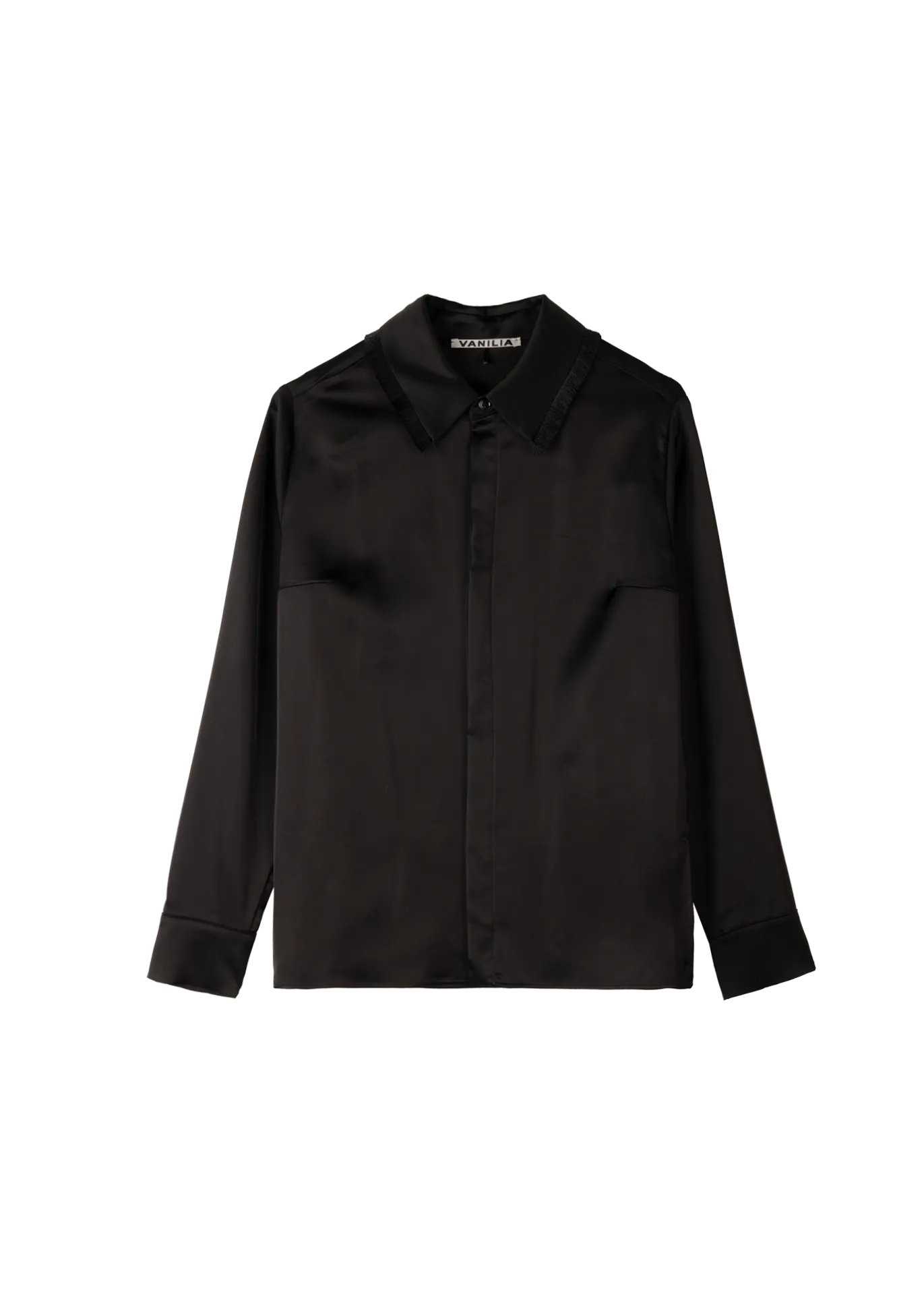 Fringe collar satin blouse