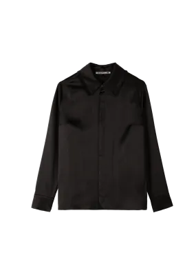 Fringe collar satin blouse