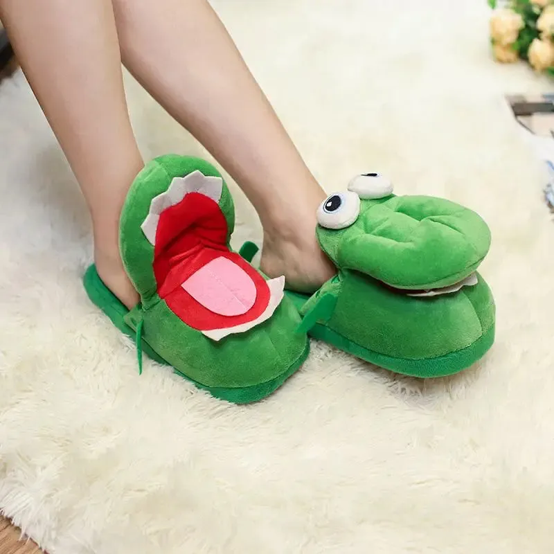 Funny Crocodile Plush Slippers with Moving Mouth