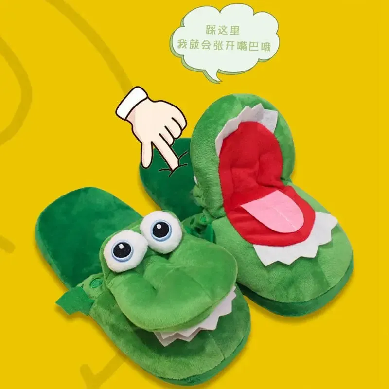 Funny Crocodile Plush Slippers with Moving Mouth