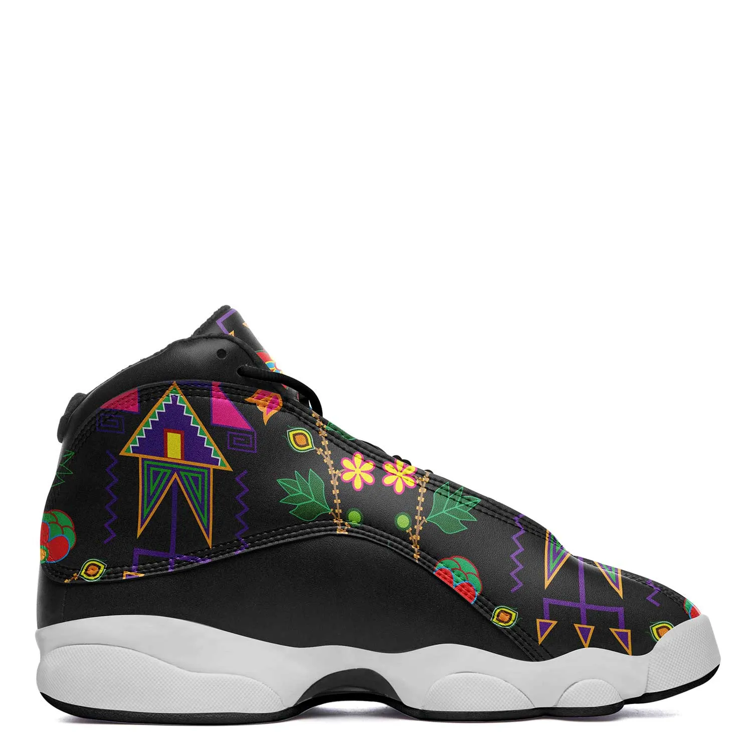 Geometric Floral Fall Black Isstsokini Athletic Shoes
