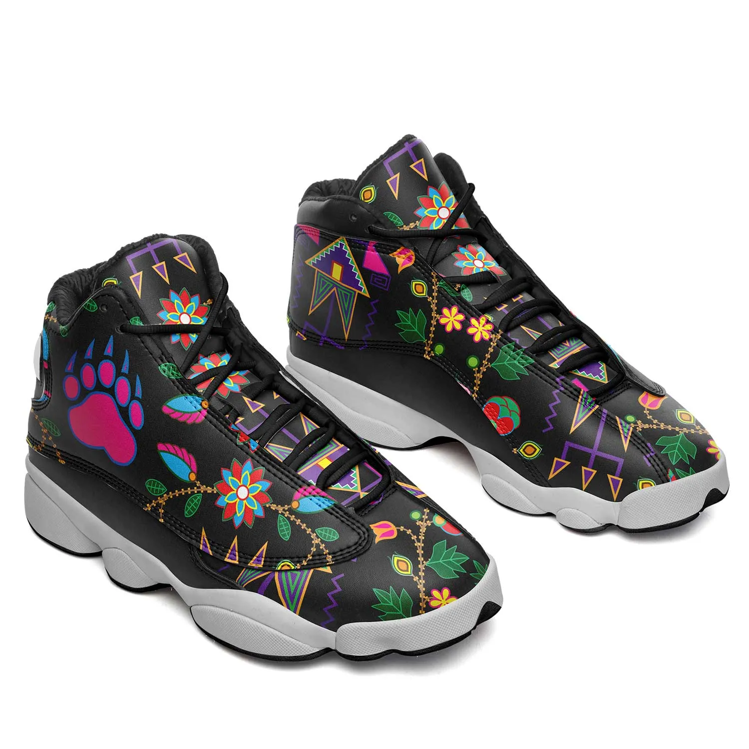 Geometric Floral Fall Black Isstsokini Athletic Shoes