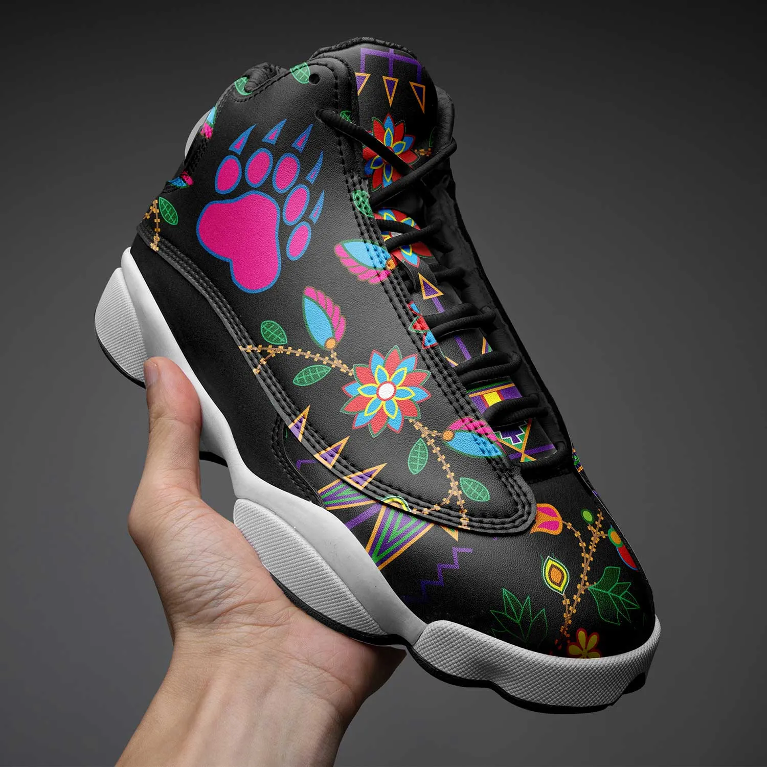 Geometric Floral Fall Black Isstsokini Athletic Shoes