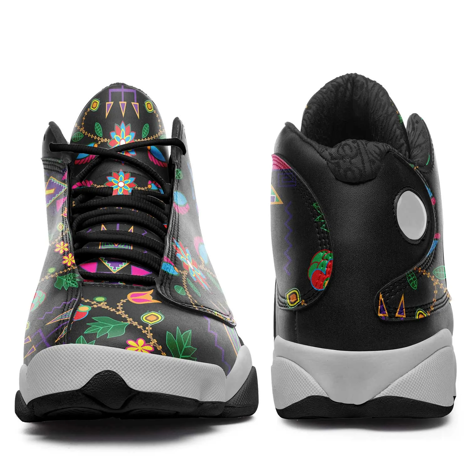 Geometric Floral Fall Black Isstsokini Athletic Shoes