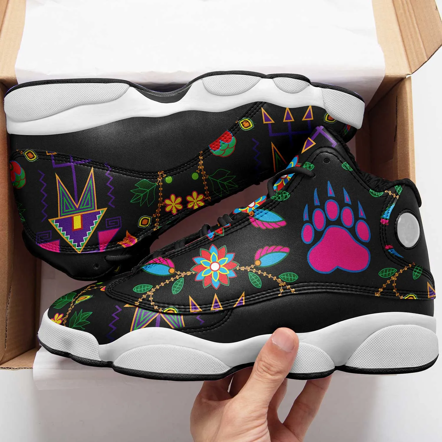 Geometric Floral Fall Black Isstsokini Athletic Shoes