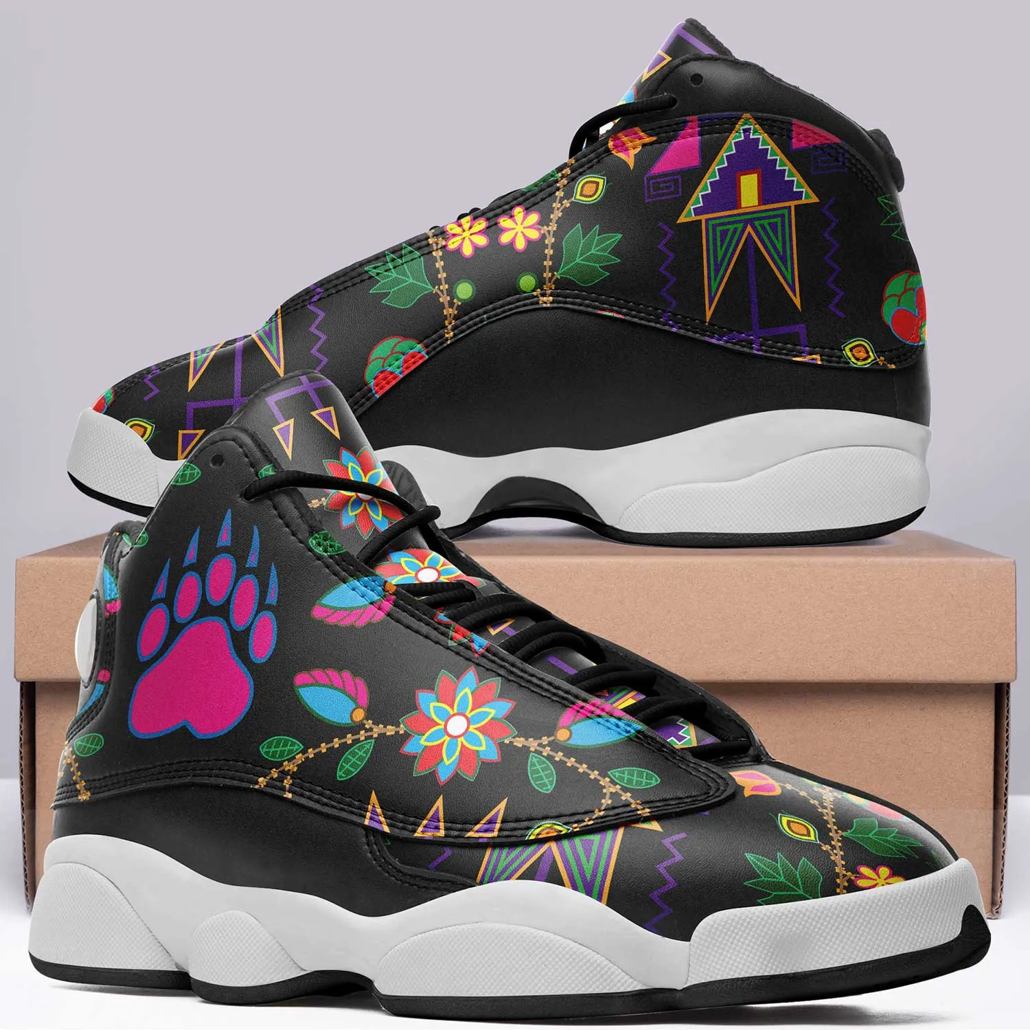 Geometric Floral Fall Black Isstsokini Athletic Shoes