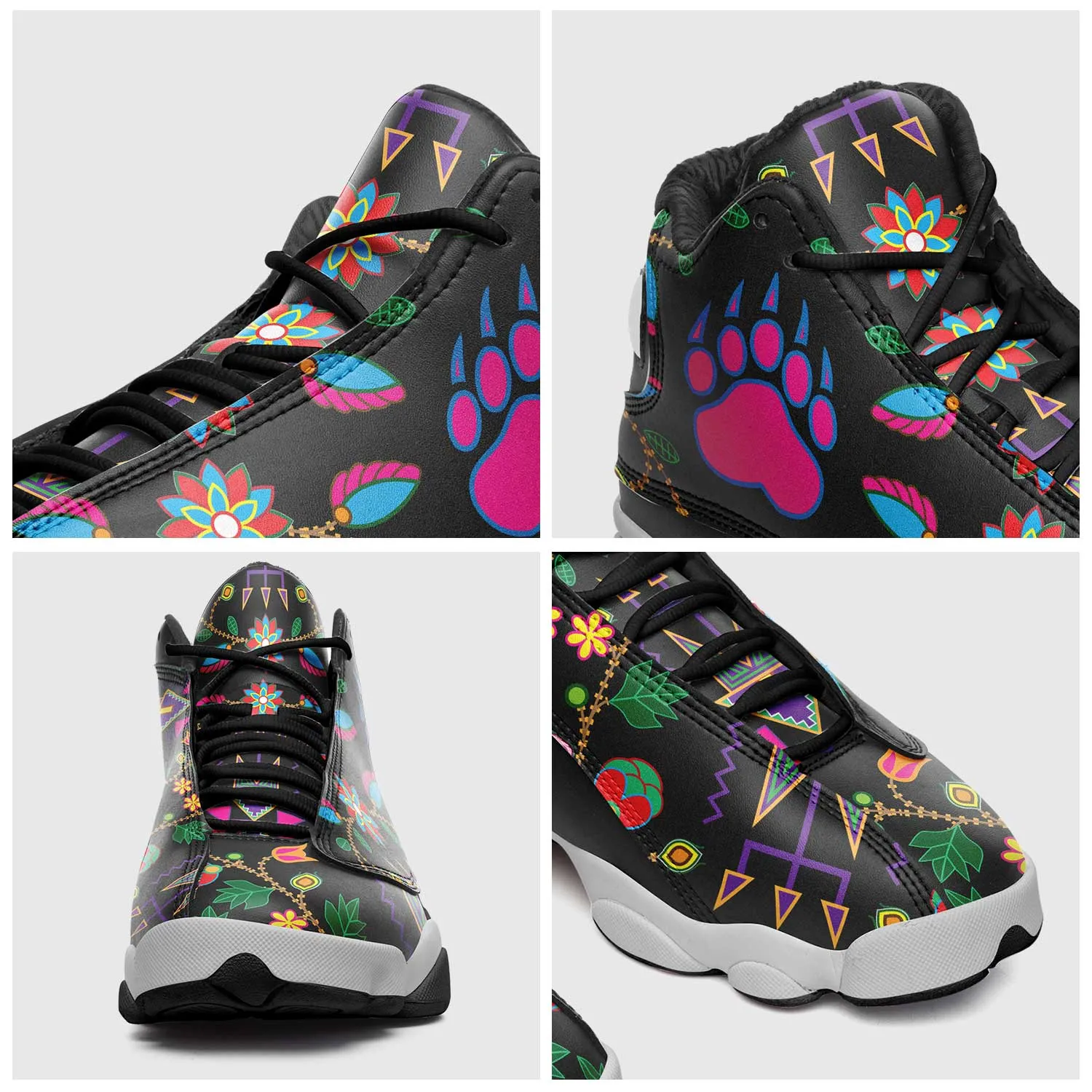 Geometric Floral Fall Black Isstsokini Athletic Shoes