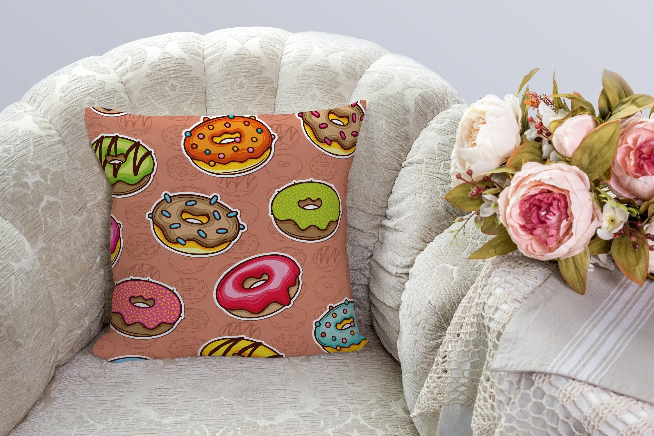Gift Pack for Her Donut Slippers and Pillow Case Pack Home Decor Graphic Pillow Cases Cushion Cover