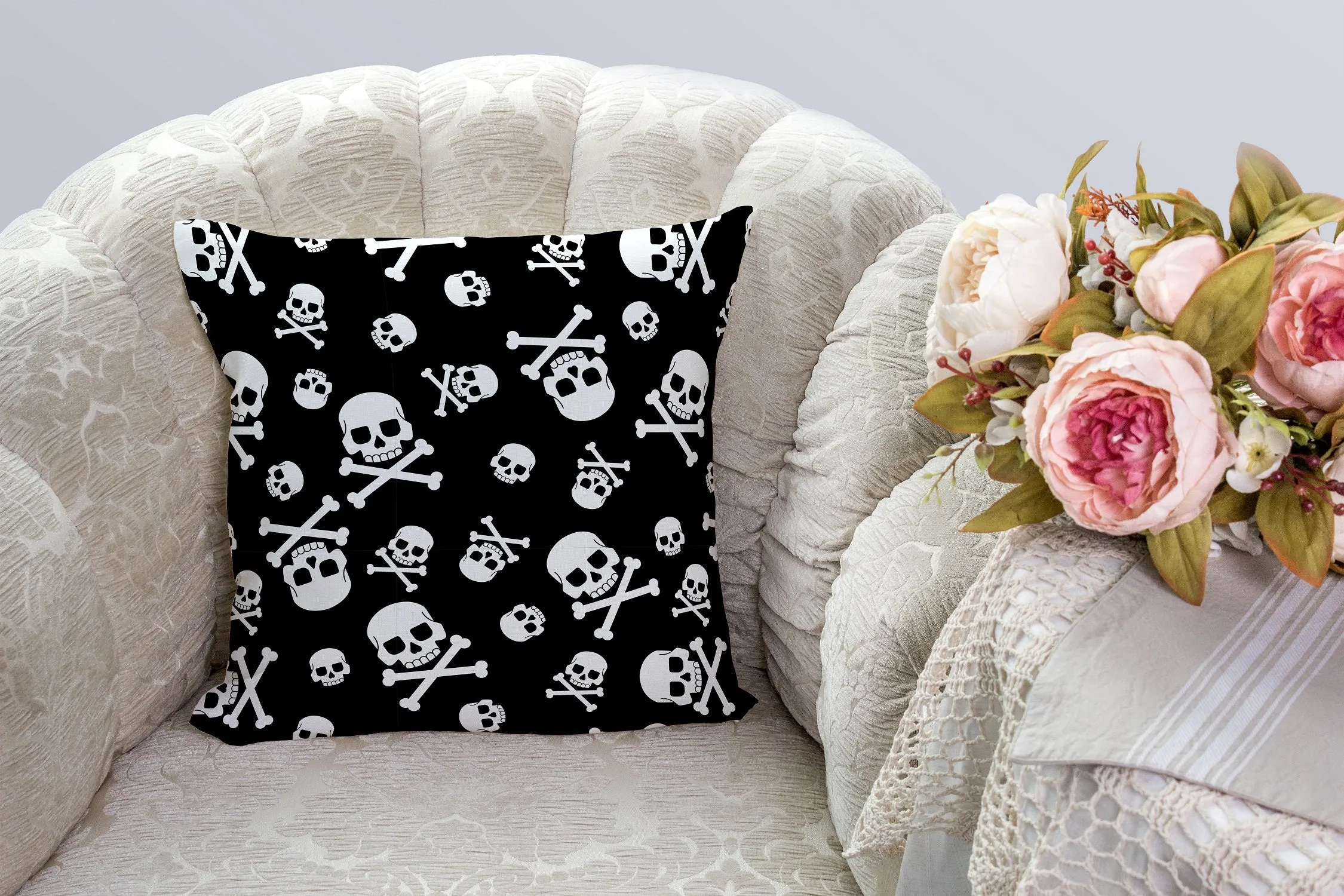 Gift Pack for Him Danger Skull Slippers and Pillow Case Pack Home Decor Pillow Cases Cushion Cover