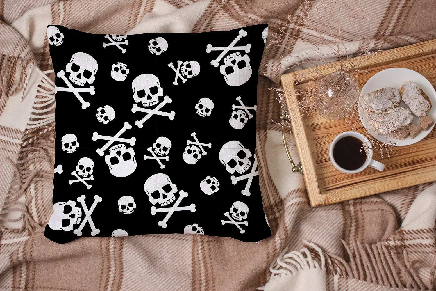 Gift Pack for Him Danger Skull Slippers and Pillow Case Pack Home Decor Pillow Cases Cushion Cover