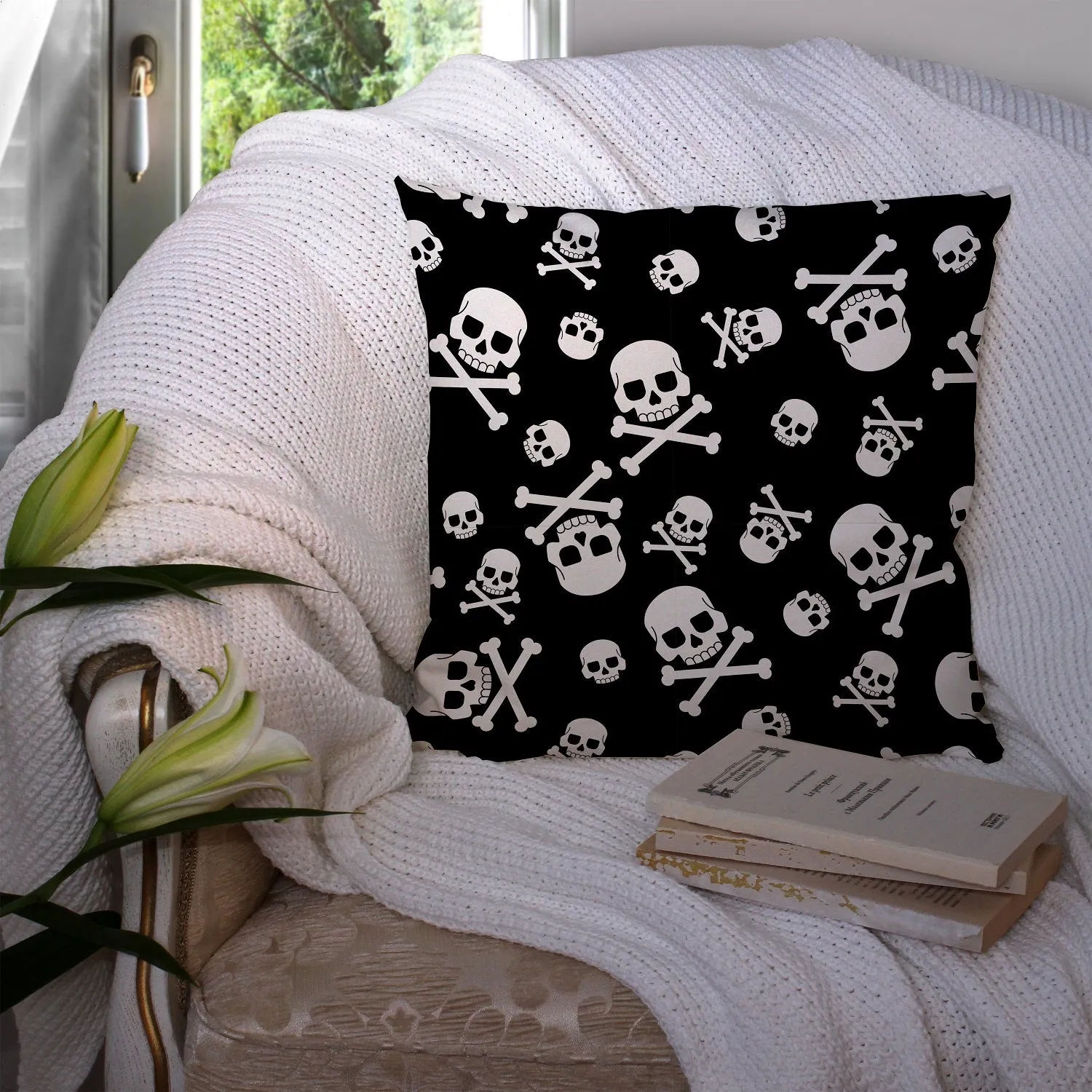 Gift Pack for Him Danger Skull Slippers and Pillow Case Pack Home Decor Pillow Cases Cushion Cover