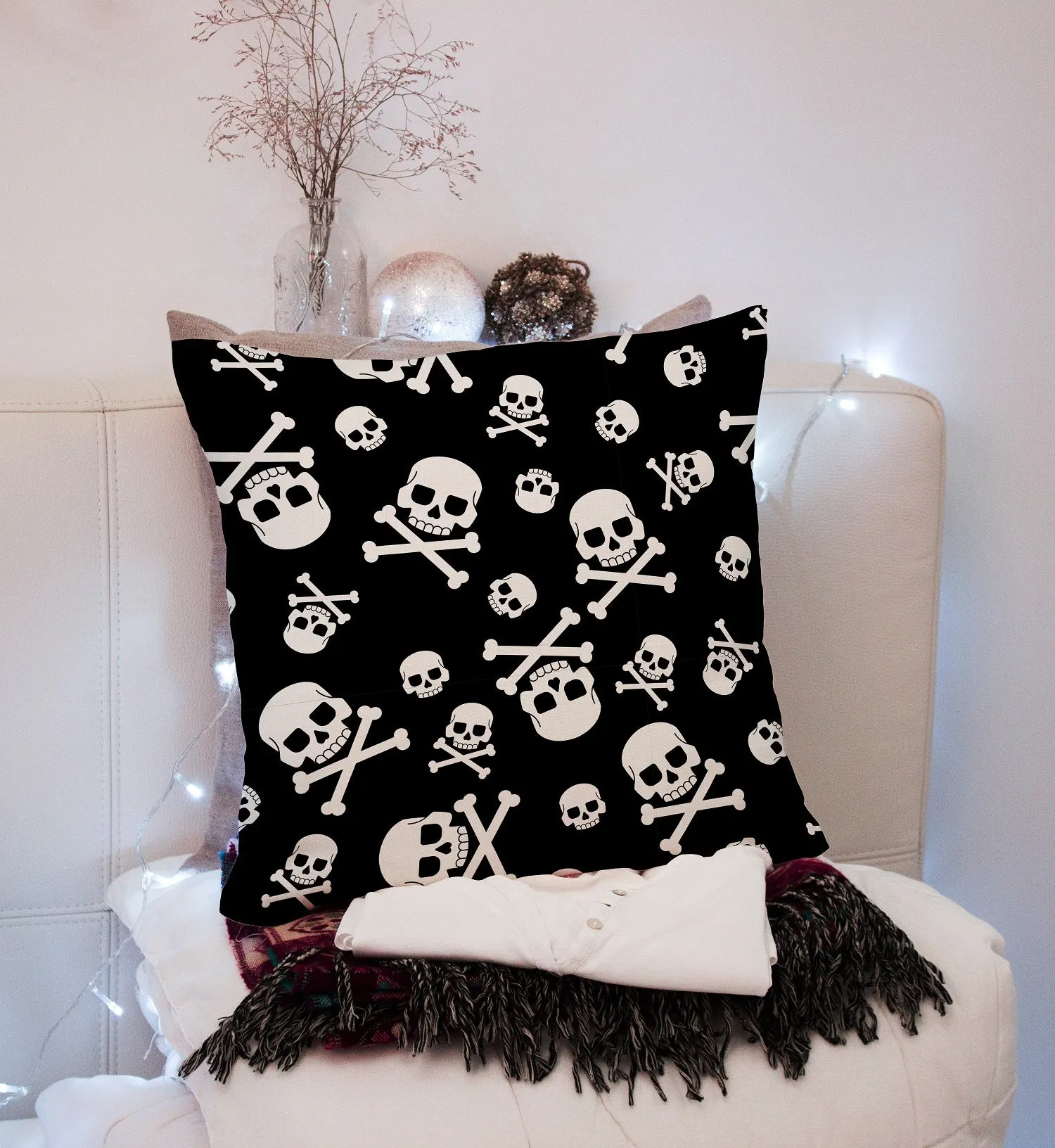 Gift Pack for Him Danger Skull Slippers and Pillow Case Pack Home Decor Pillow Cases Cushion Cover