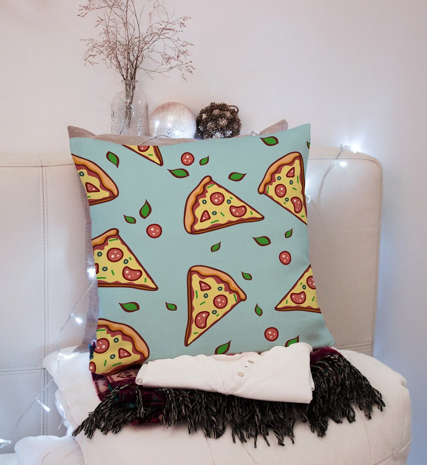Gift Pack for Him Pizza Slippers and Pillow Case Pack Home Decor Graphic Pillow Cases Cushion Cover