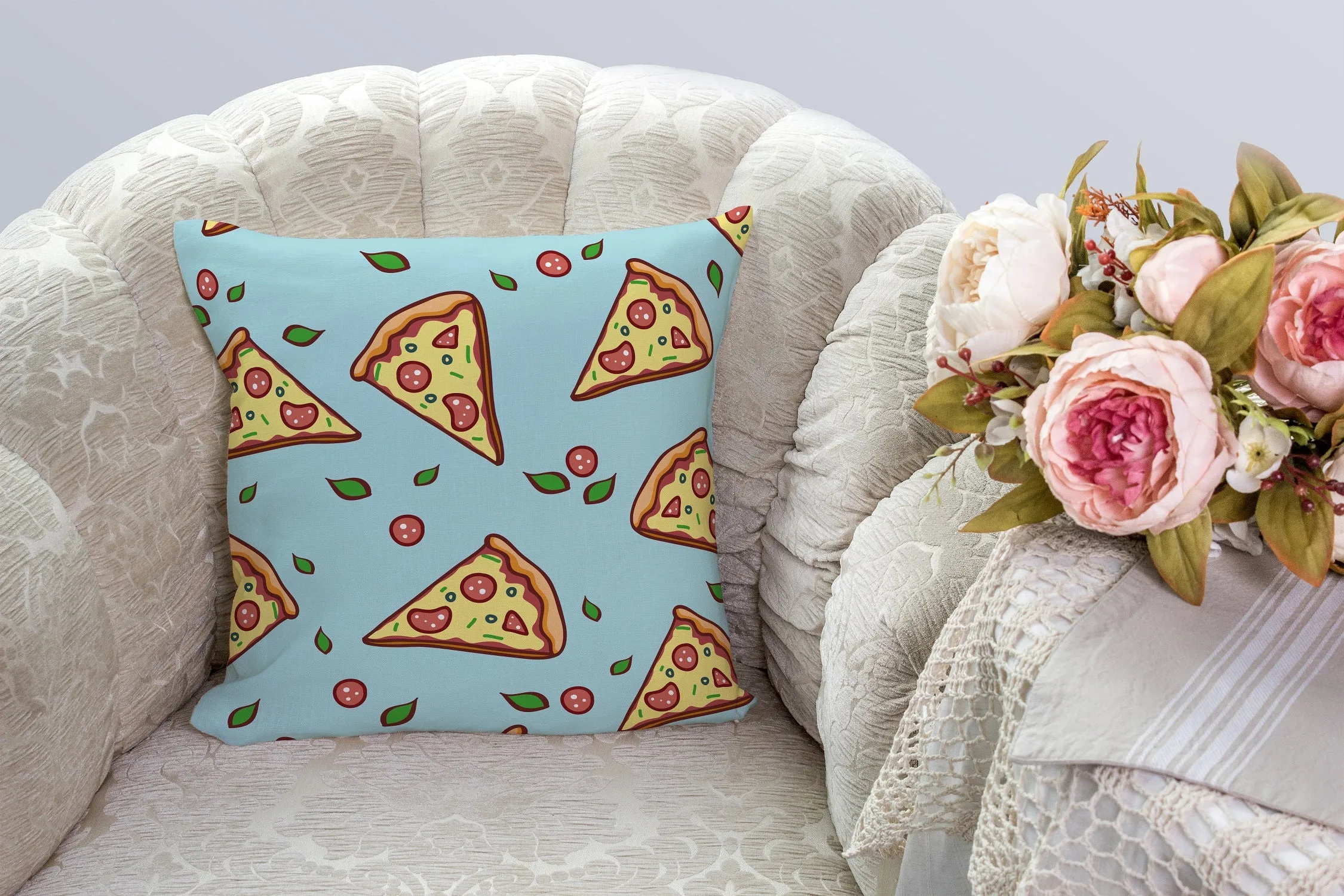 Gift Pack for Him Pizza Slippers and Pillow Case Pack Home Decor Graphic Pillow Cases Cushion Cover