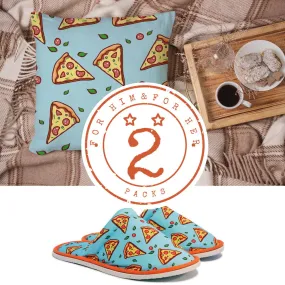 Gift Pack for Him Pizza Slippers and Pillow Case Pack Home Decor Graphic Pillow Cases Cushion Cover