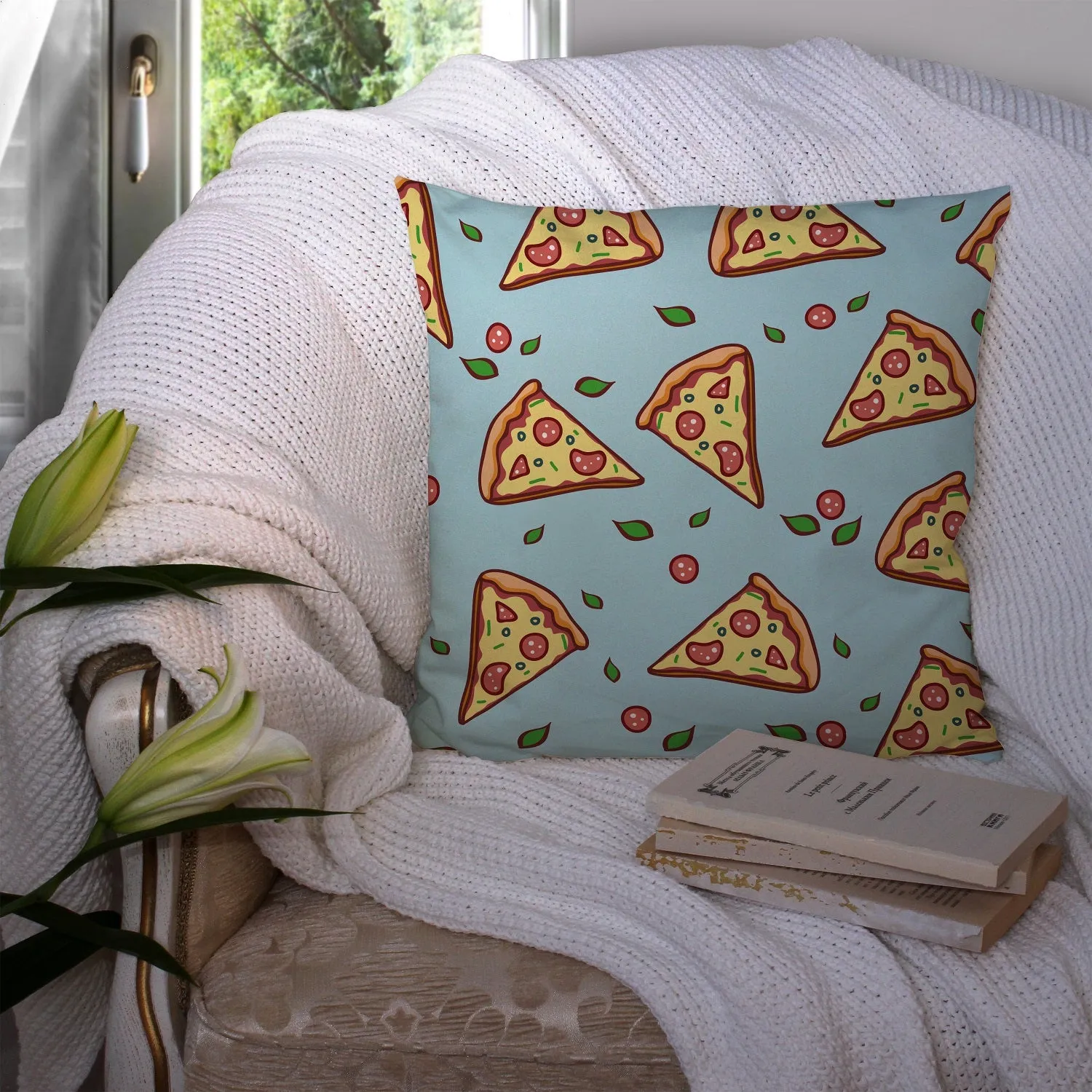 Gift Pack for Him Pizza Slippers and Pillow Case Pack Home Decor Graphic Pillow Cases Cushion Cover
