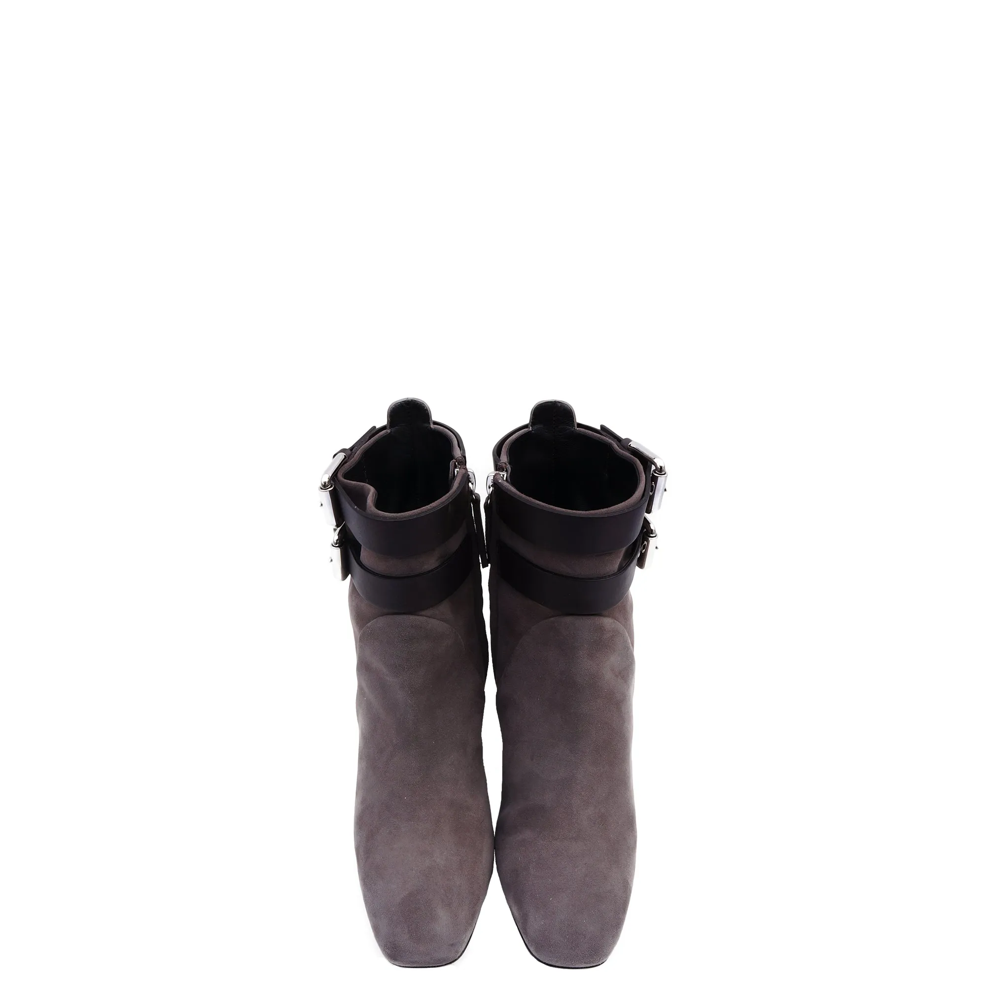 GIUSEPPE ZANOTTI STUD-EMBELLISHED TAUPE SUEDE BOOTIES