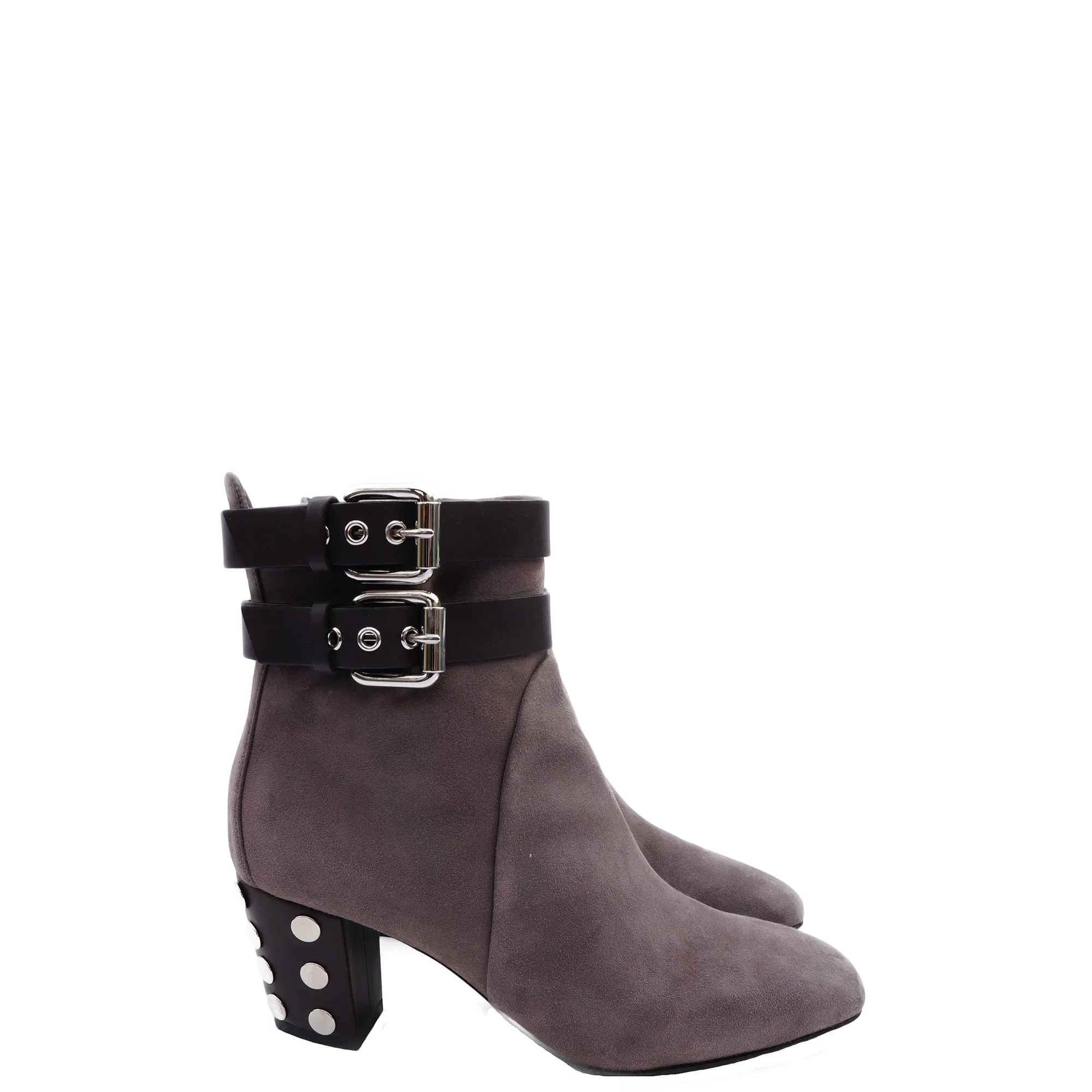 GIUSEPPE ZANOTTI STUD-EMBELLISHED TAUPE SUEDE BOOTIES