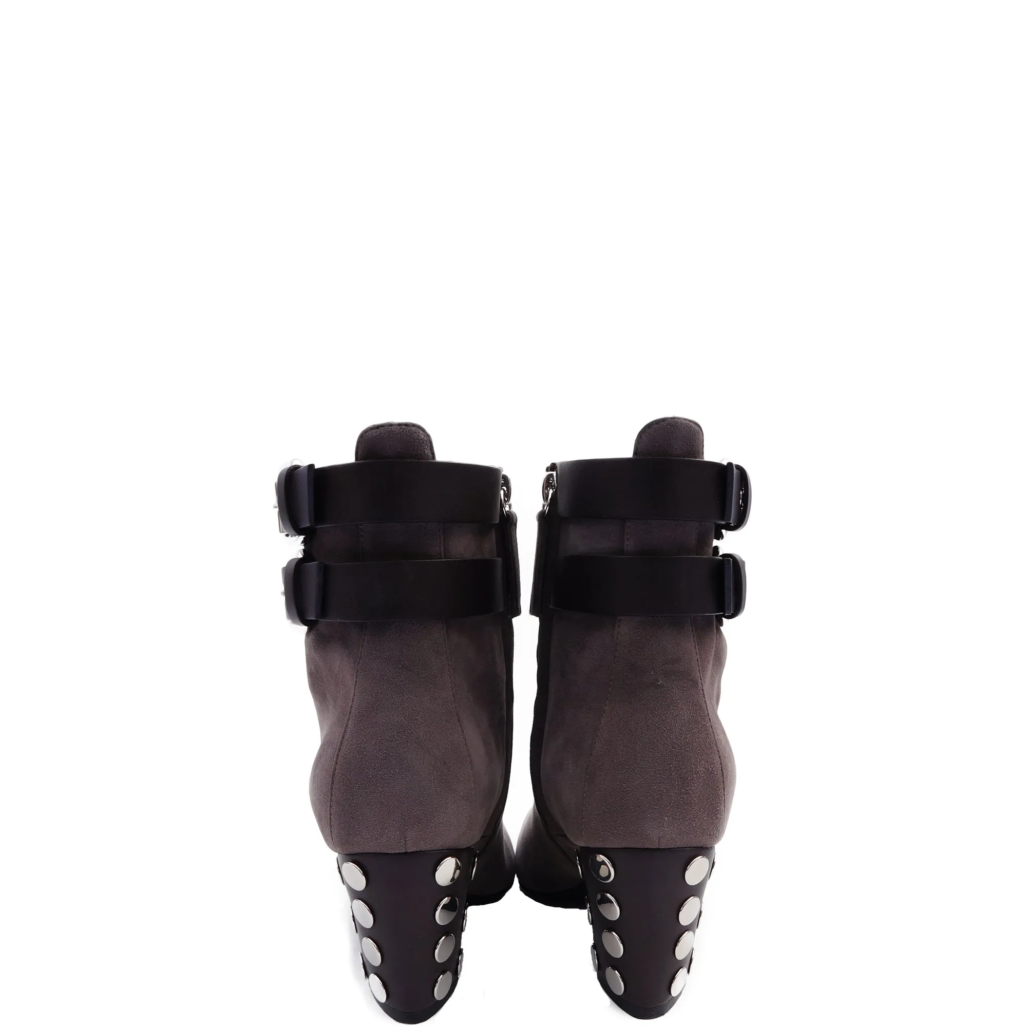 GIUSEPPE ZANOTTI STUD-EMBELLISHED TAUPE SUEDE BOOTIES