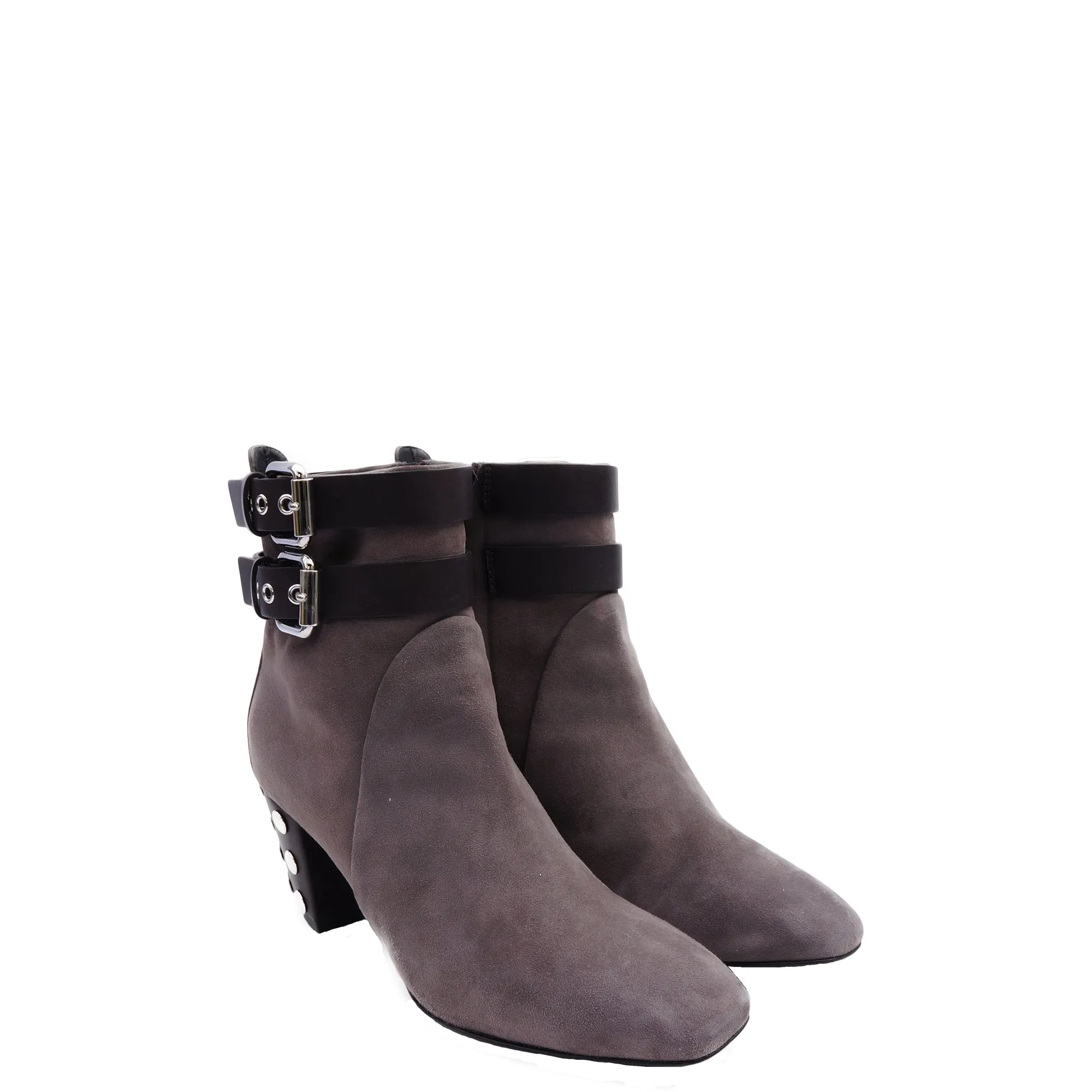 GIUSEPPE ZANOTTI STUD-EMBELLISHED TAUPE SUEDE BOOTIES