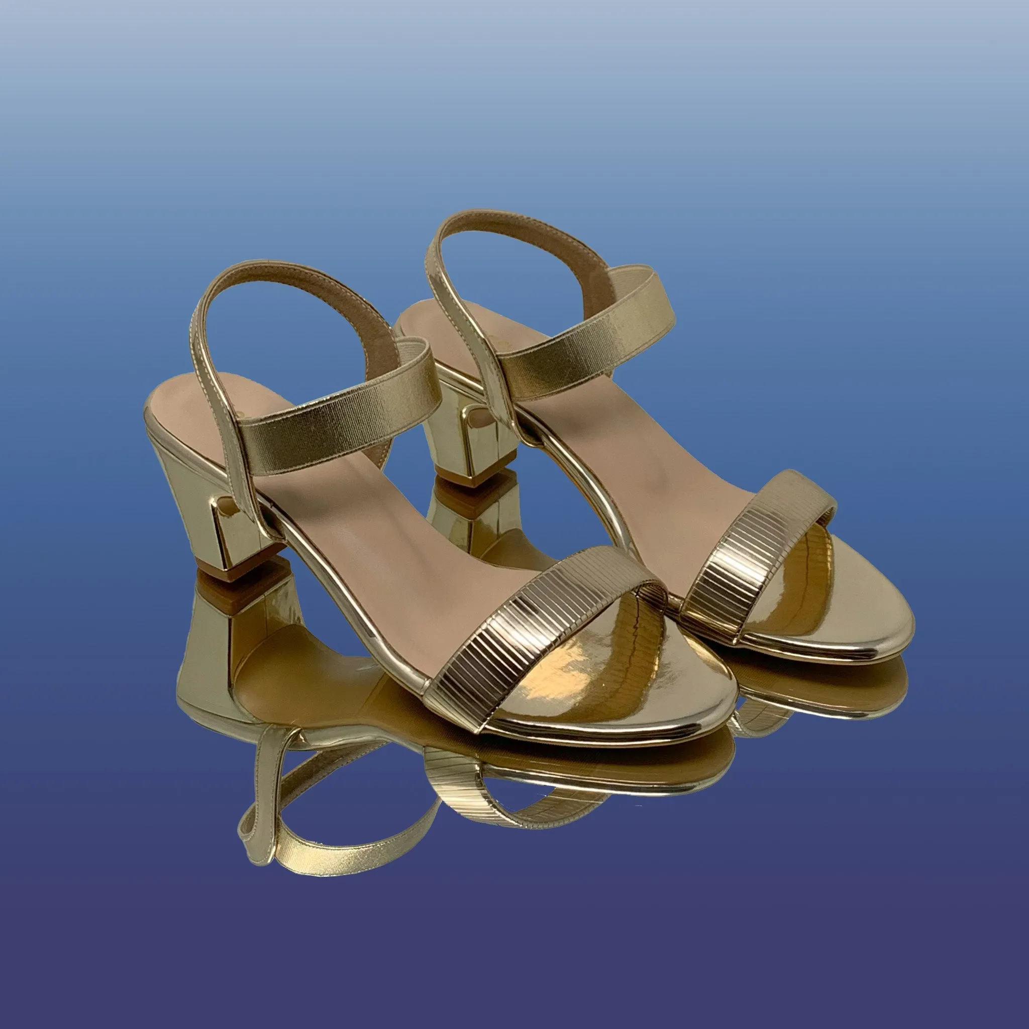 Gold Block Heel Sandals