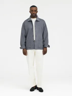 Grey Cashmere Wool Shirt Jacket