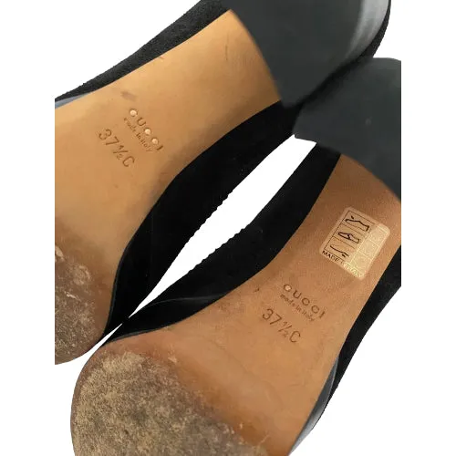 GUCCI Black Suede, Leather Heart Platform Pumps, Size 37.5