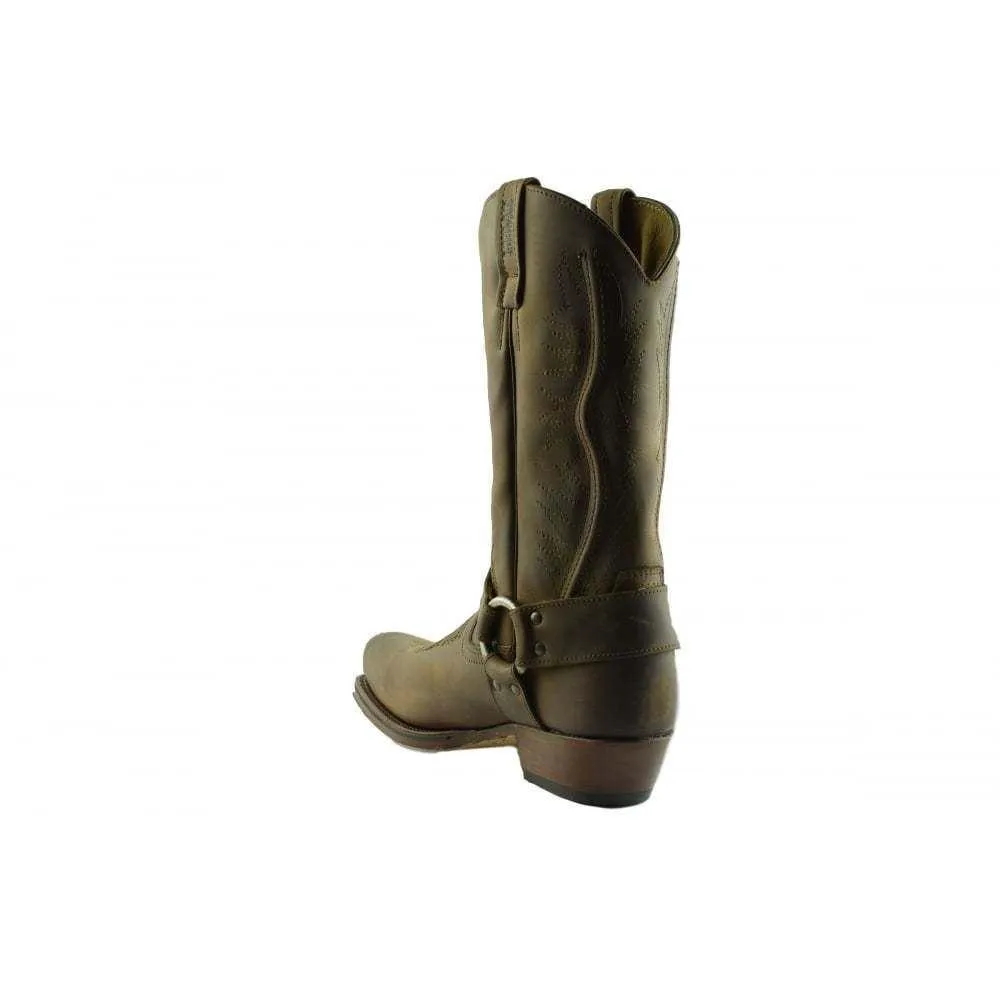 Loblan 2618 Brown Waxy Leather Mens Cowboy Boots Classic Biker Hand Western