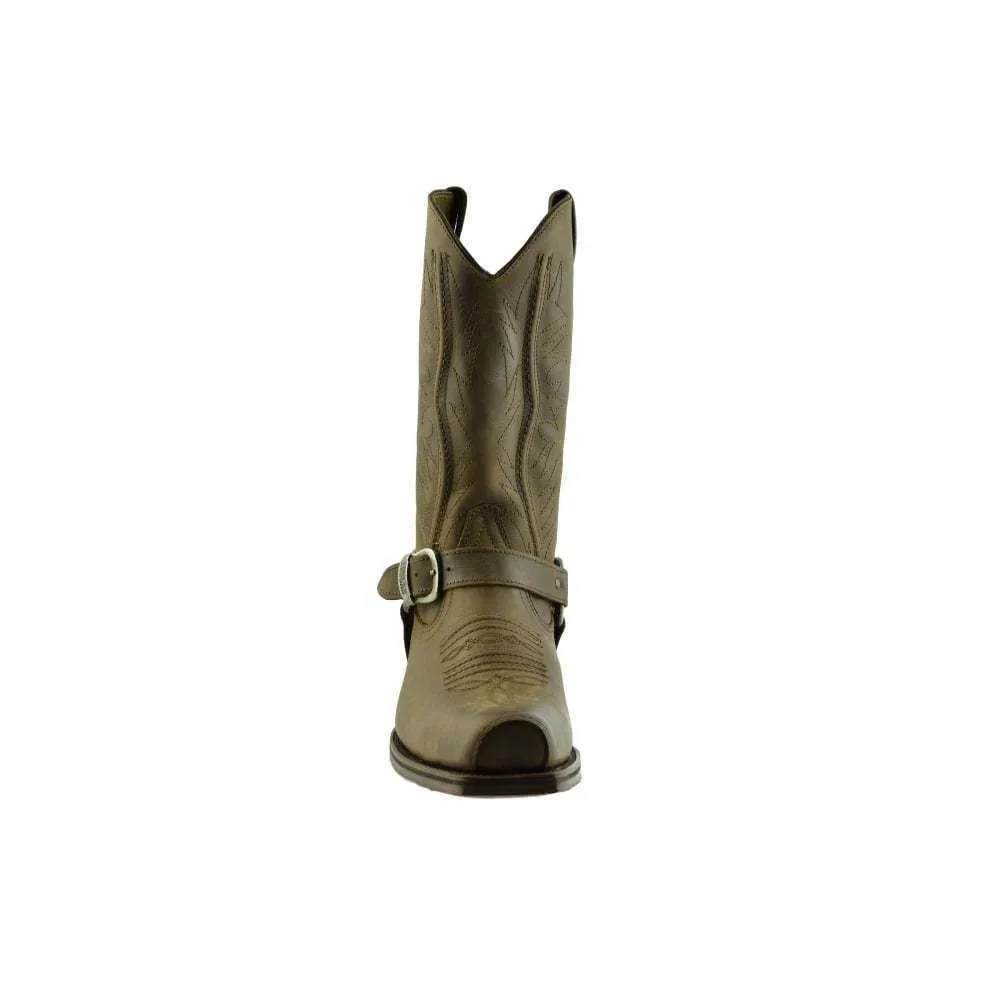 Loblan 2618 Brown Waxy Leather Mens Cowboy Boots Classic Biker Hand Western