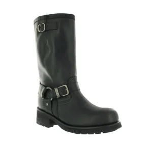Loblan 501 Black Waxy Leather Mens Biker Bike Boots Classic Round Toe Hand Made