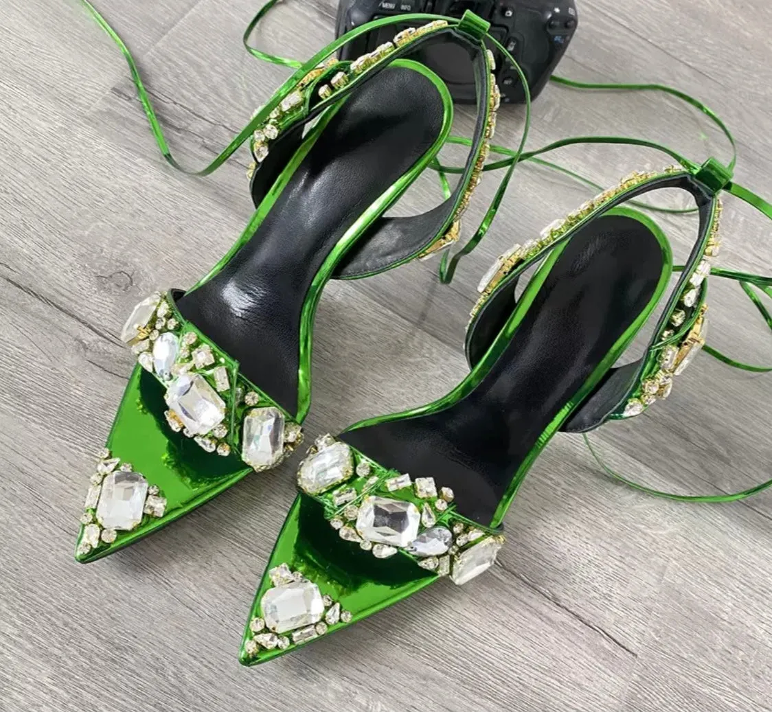 Luxury Lace-up Pointed Toe Sandals