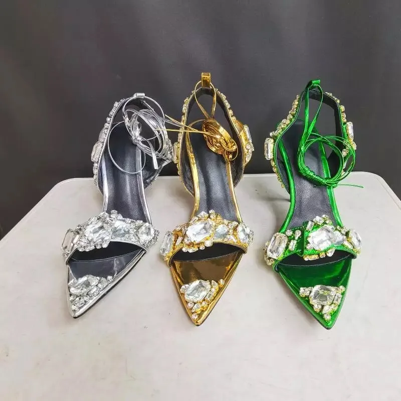 Luxury Lace-up Pointed Toe Sandals