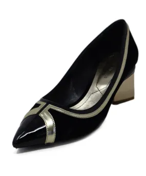 Nicholas Kirkwood Black Velvet & Gold Trim Heels sz 7.5