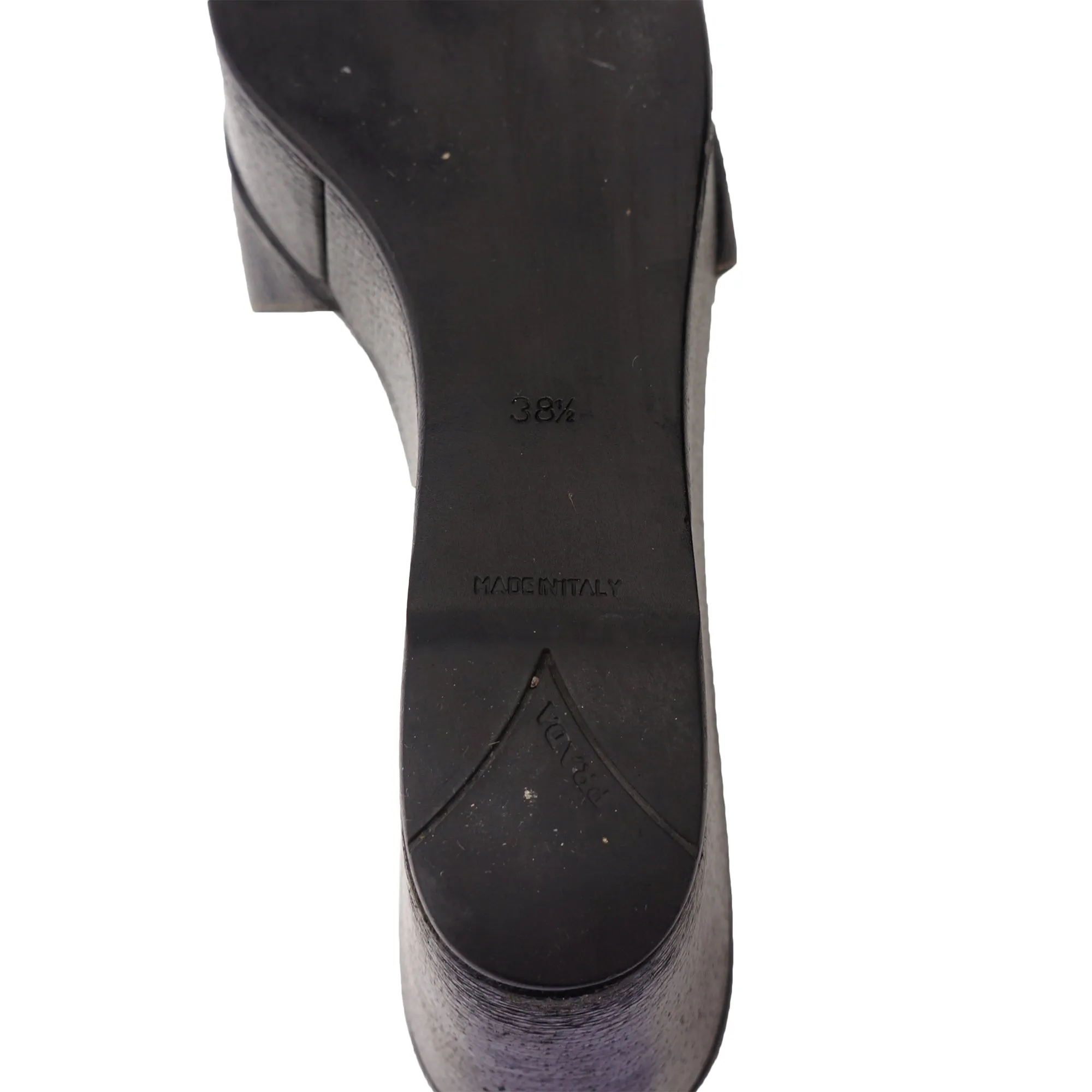 PRADA BLACK LEATHER PLATFORM WEDGE SANDAL