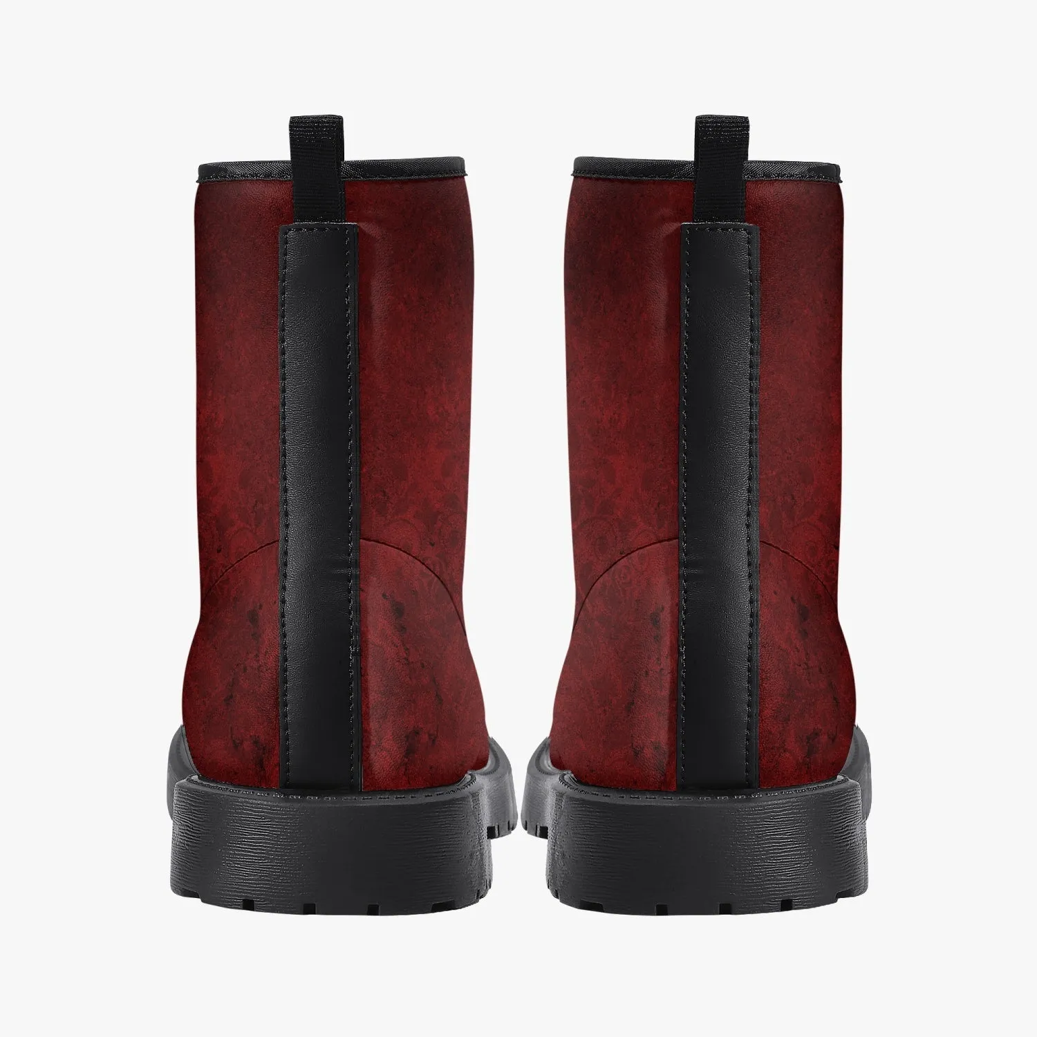 Red Gothic Grunge Vegan leather Combat Boots - Vegan Leather Red Goth Boots (JPREG95)